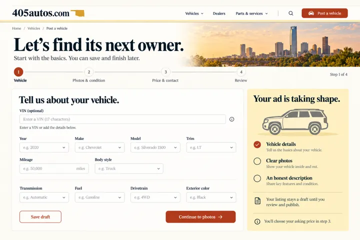 Create your vehicle ad