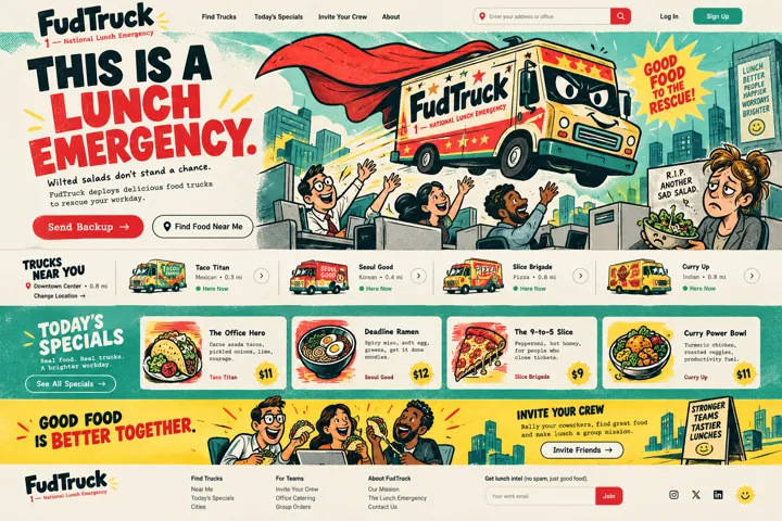 FudTruck Lunch Emergency Landing Page