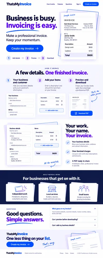 ThatsMyInvoice: simple invoicing, beautifully designed
